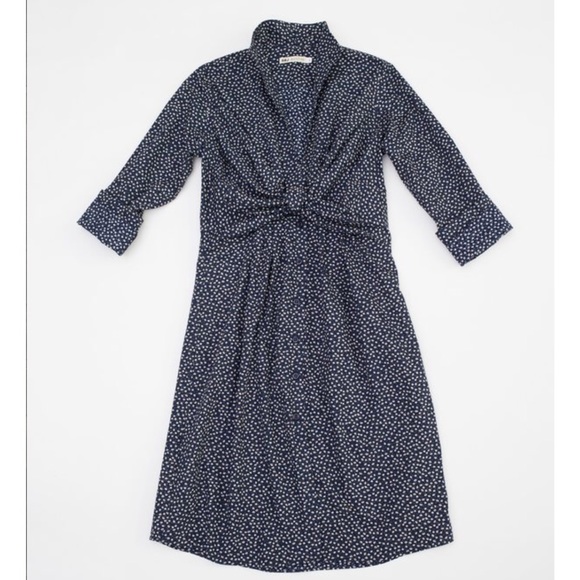 SBJ Austin Floral Laurie Tie Front Long Sleeve Dress Blue Size 2 - Picture 2 of 7